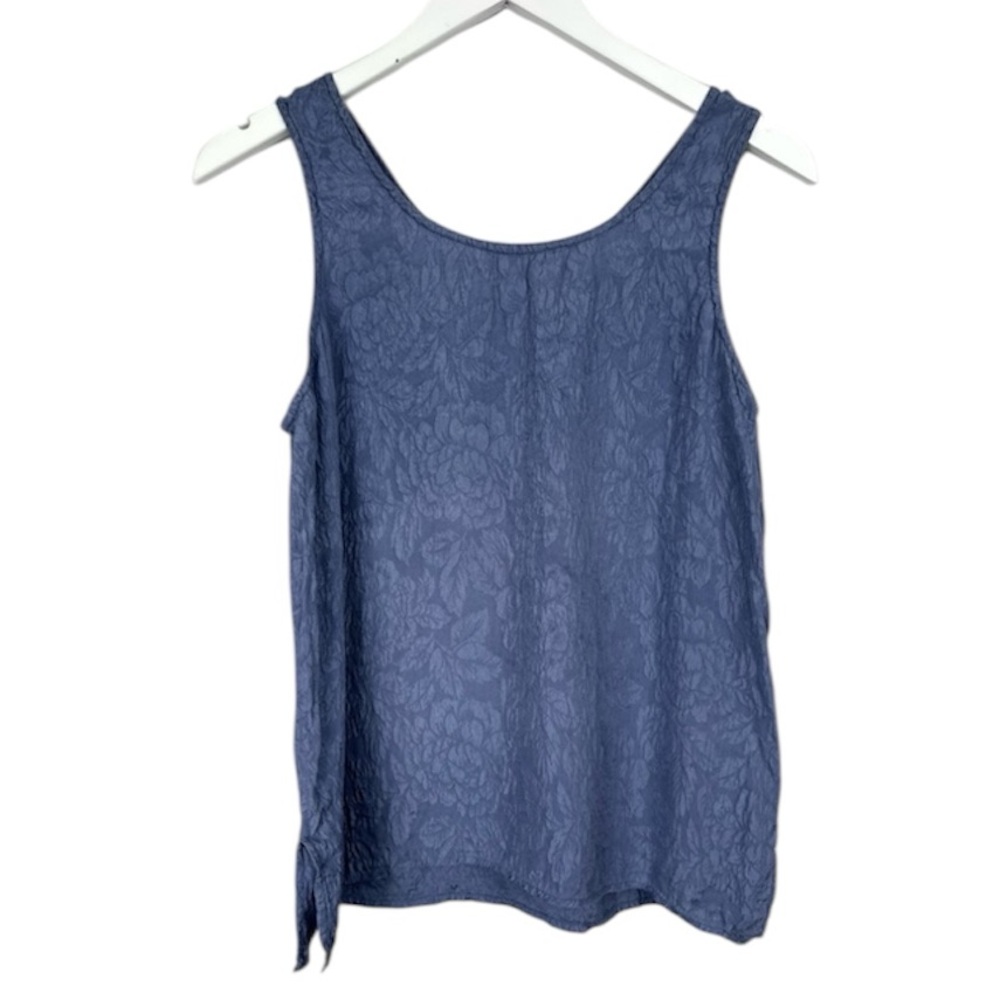 Jonathan Martin Blue 100% Silk Vintage Floral Tank Top Blouse Medium